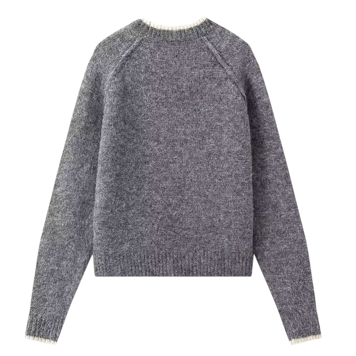 Dark Grey Knitted Long Sleeve Inside-Out Pullover Sweater