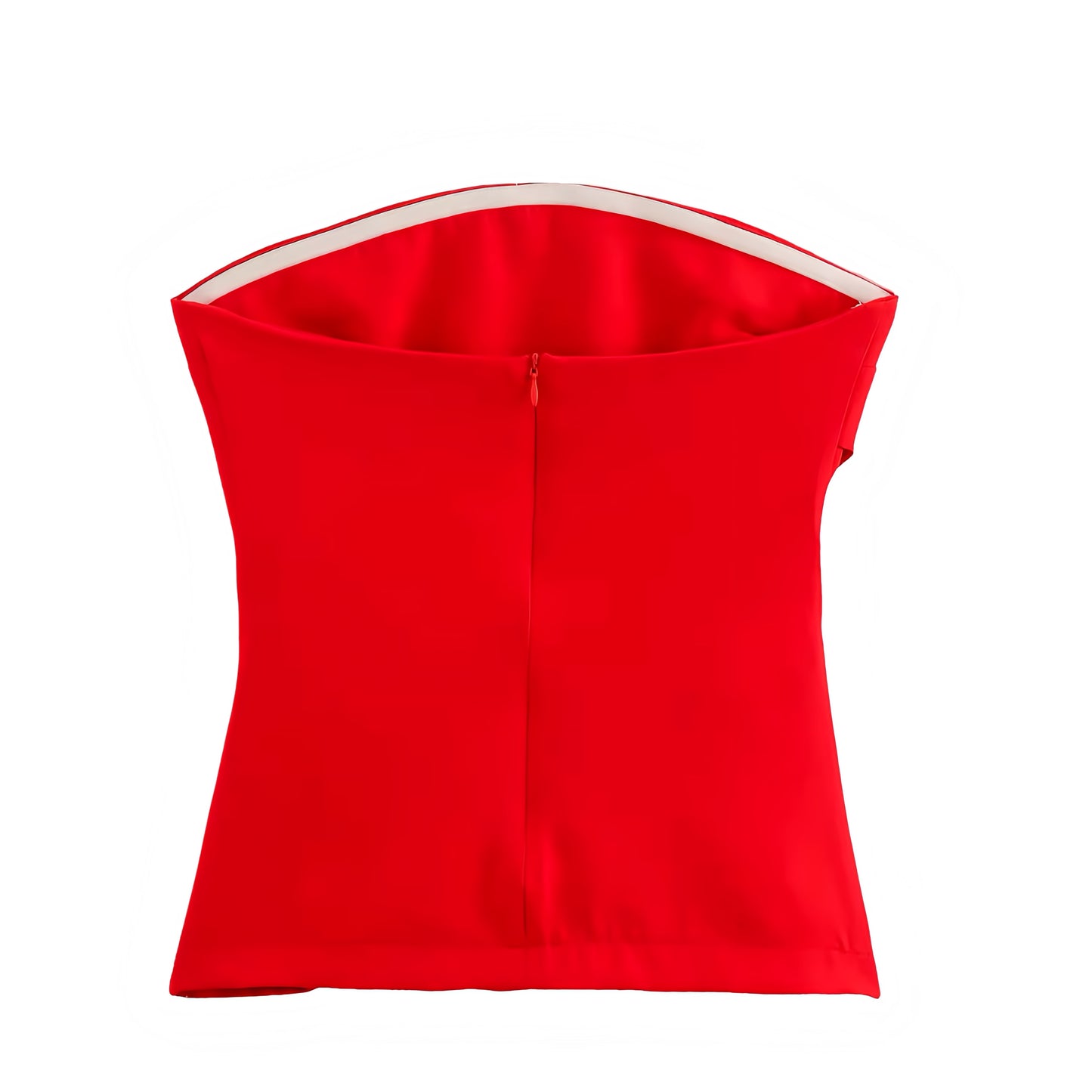 Red Bodycon Ruched Strapless Tube Top