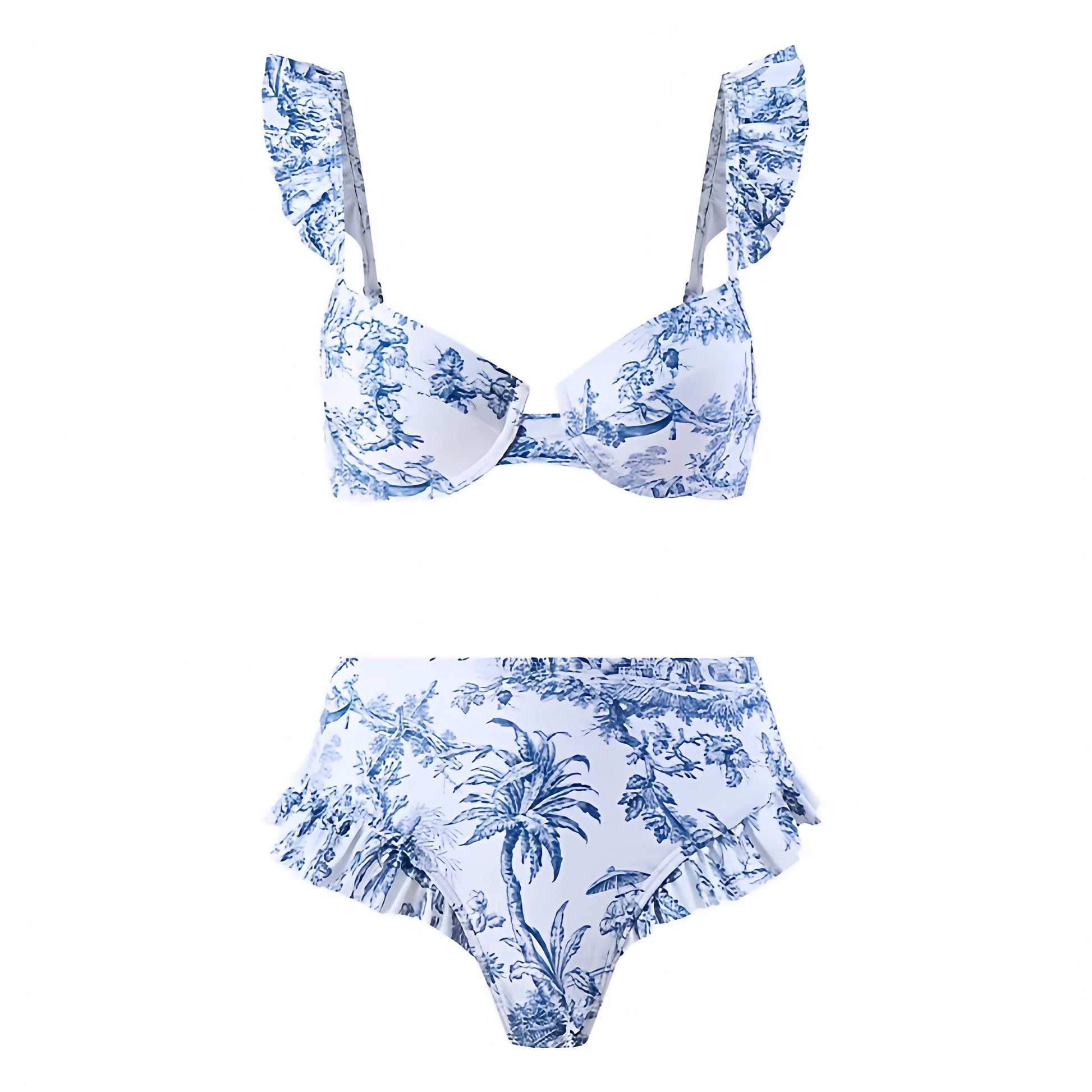 floral-print-blue-and-white-flower-patterned-ruffle-trim-sweetheart-neckline-spaghetti-strap-sleeveless-backless-open-back-underwire-push-up-cheeky-thong-boho-bohemian-2-piece-bikini-set-top-bottoms-swimsuit-swimwear-bathing-suit-women-ladies-teens-tweens-chic-trendy-spring-2024-summer-elegant-classic-classy-feminine-preppy-style-tropical-european-greece-vacation-coastal-granddaughter-grandmillennial-mamma-mia-beach-wear-revolve-loveshackfancy-roller-rabbit-minow-frankies-bikinis-blackbough-kulakinis-dupe