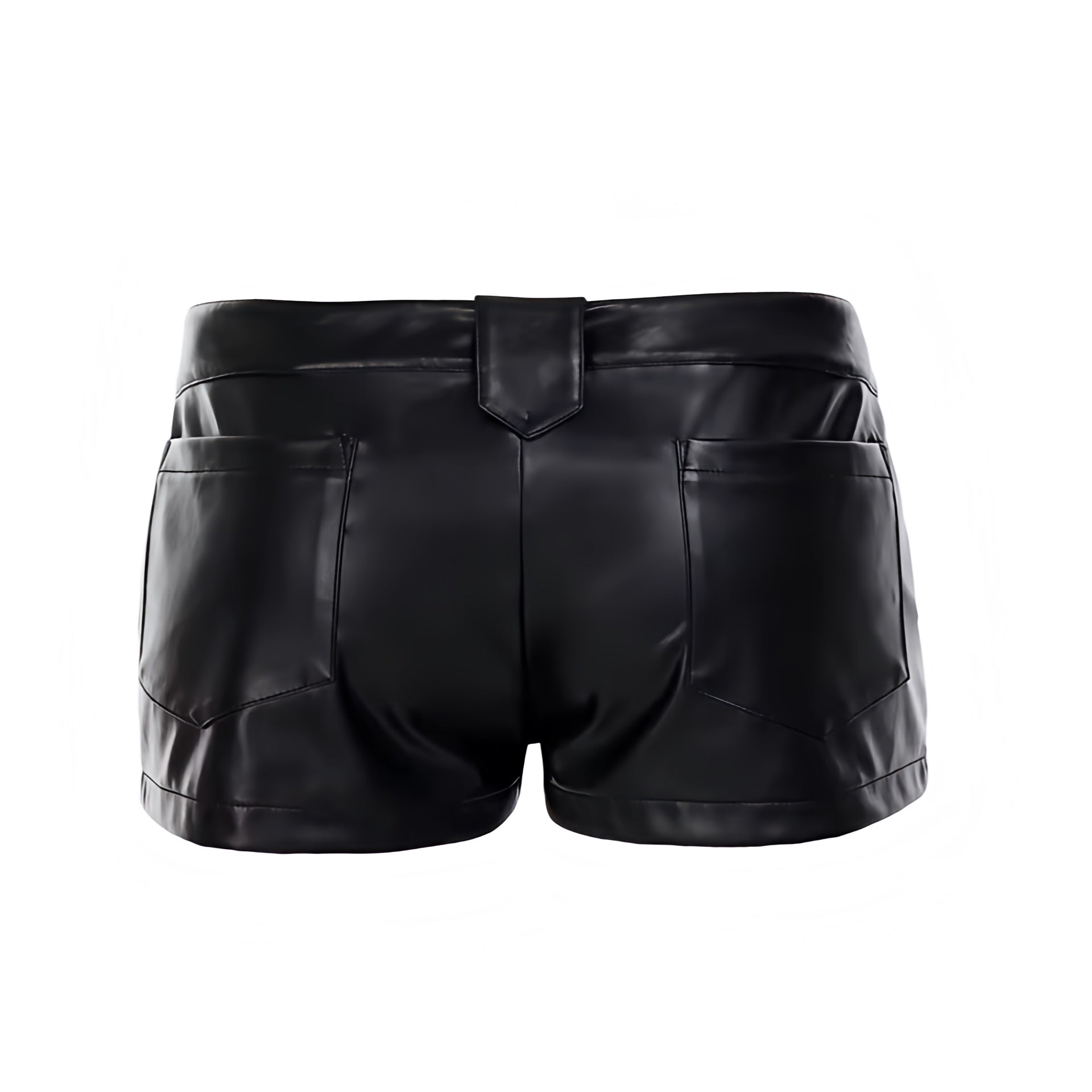 Black Faux Leather Y2K Rivet Low Rise Micro Shorts Punk Clubwear