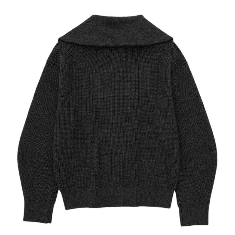 Black knitted quarter-zip pullover sweater for women and teens, featuring soft ribbed chunky knit with collared neckline and silver zipper, oversized cozy warm knitwear perfect for fall autumn winter 2025, elegant Scandinavian streetwear inspired by Zara and Aritzia dupe sweaters, minimalist chic fashion piece shipping globally worldwide to US, UK, Canada, Europe, Australia, and Asia.