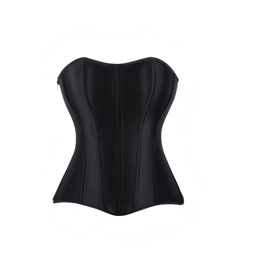 Black lace-up strapless bustier corset top with sweetheart neckline, slim fit bodycon framed silhouette, wired push-up design, and zipper back. Sexy crop tube bustier top for women, teens, and ladies. Perfect for chic evening outfits, going out looks, parties, night out, club wear, rave, festival, concert, vintage retro coquette Y2K fashion, it girl baddie style, and Halloween adults black cat costume or halloweekend 2025 outfit. Ships globally worldwide to US, Australia, New Zealand, UK, Canada, Europe.