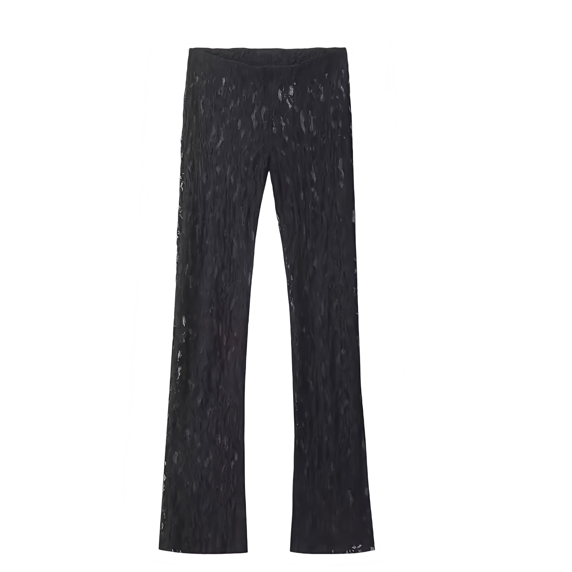 Black lace low rise translucent flare pants with floral patterned design. Slim fit skinny leggings style low waisted flare trousers. Women’s and teens’ summer and fall 2025 fashion. Feminine chic trendy Y2K poster girl style for holiday, vacation, casual everyday outfits, sorority rush, school, elegant evening looks, party, night out, going out, sexy club wear, rave, festival, concert wear. Ships worldwide to USA, Australia, New Zealand, UK, Canada, Germany, France, Ireland, Denmark, Sweden, Europe 