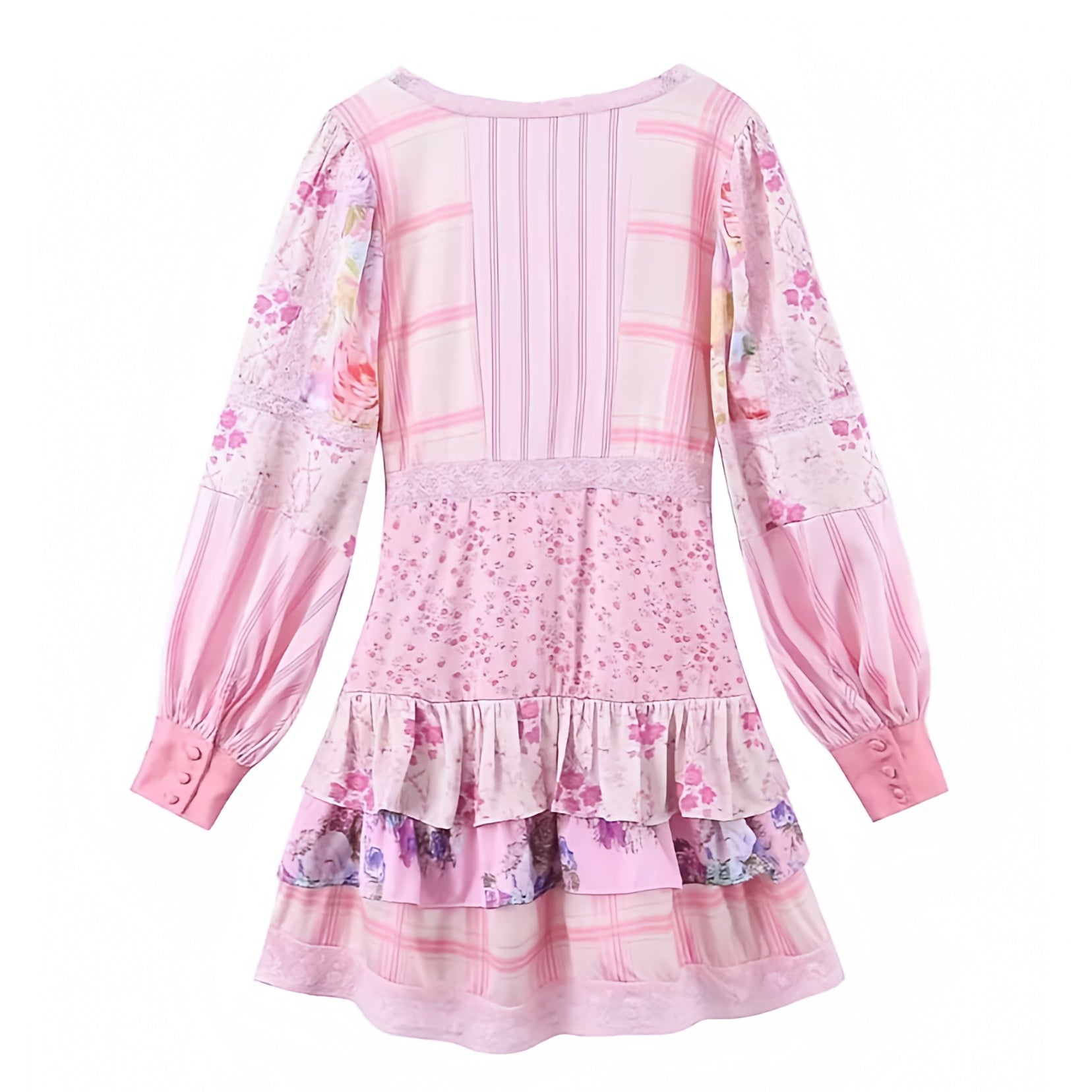 floral-print-light-pink-purple-yellow-multi-color-flower-patterned-plaid-lace-trim-embroidered-layered-ruffle-fitted-waist-slim-drop-waist-fit-and-flare-v-neck-long-sleeve-flowy-tiered-boho-mini-dress-women-ladies-chic-trendy-spring-2024-summer-elgant-casual-semi-formal-feminine-prom-party-preppy-style-beach-wear-sundress-altard-state-loveshackfancy-dupe