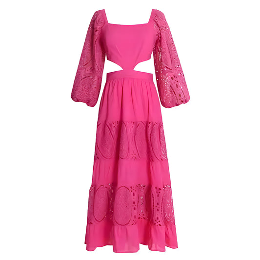 hot-bright-pink-eyelet-embroidered-bodycon-cut-out-drop-waist-square-neck-long-puff-sleeve-flowy-linen-midi-maxi-dress-ball-gown-couture-women-ladies-chic-trendy-spring-2024-summer-elegant-semi-formal-casual-preppy-style-prom-party-european-beach-tropical-vacation-sundress-revolve-altard-state-loveshackfancy-zimmerman-dupe