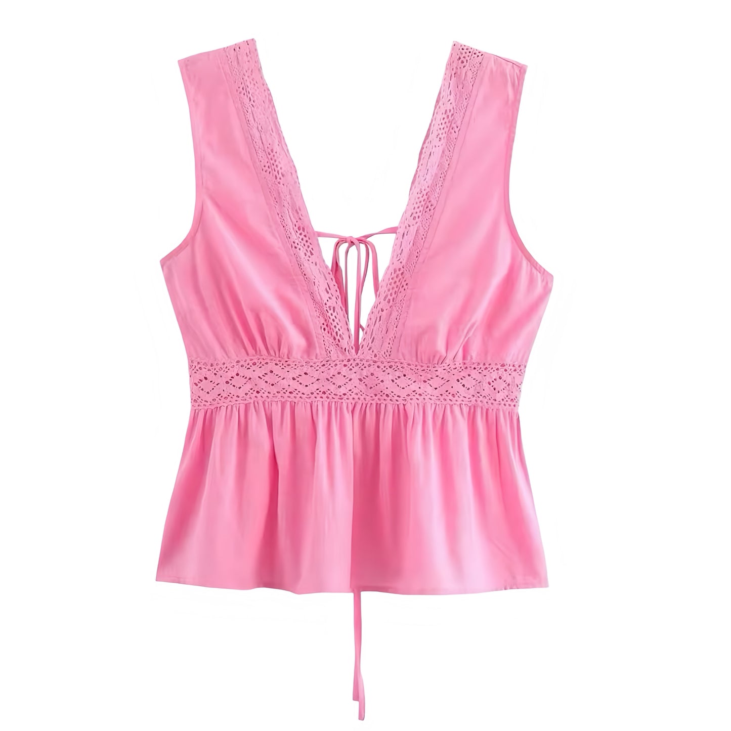 Light Pink Lace Embroidered V-Neck Sleeveless Camisole Top