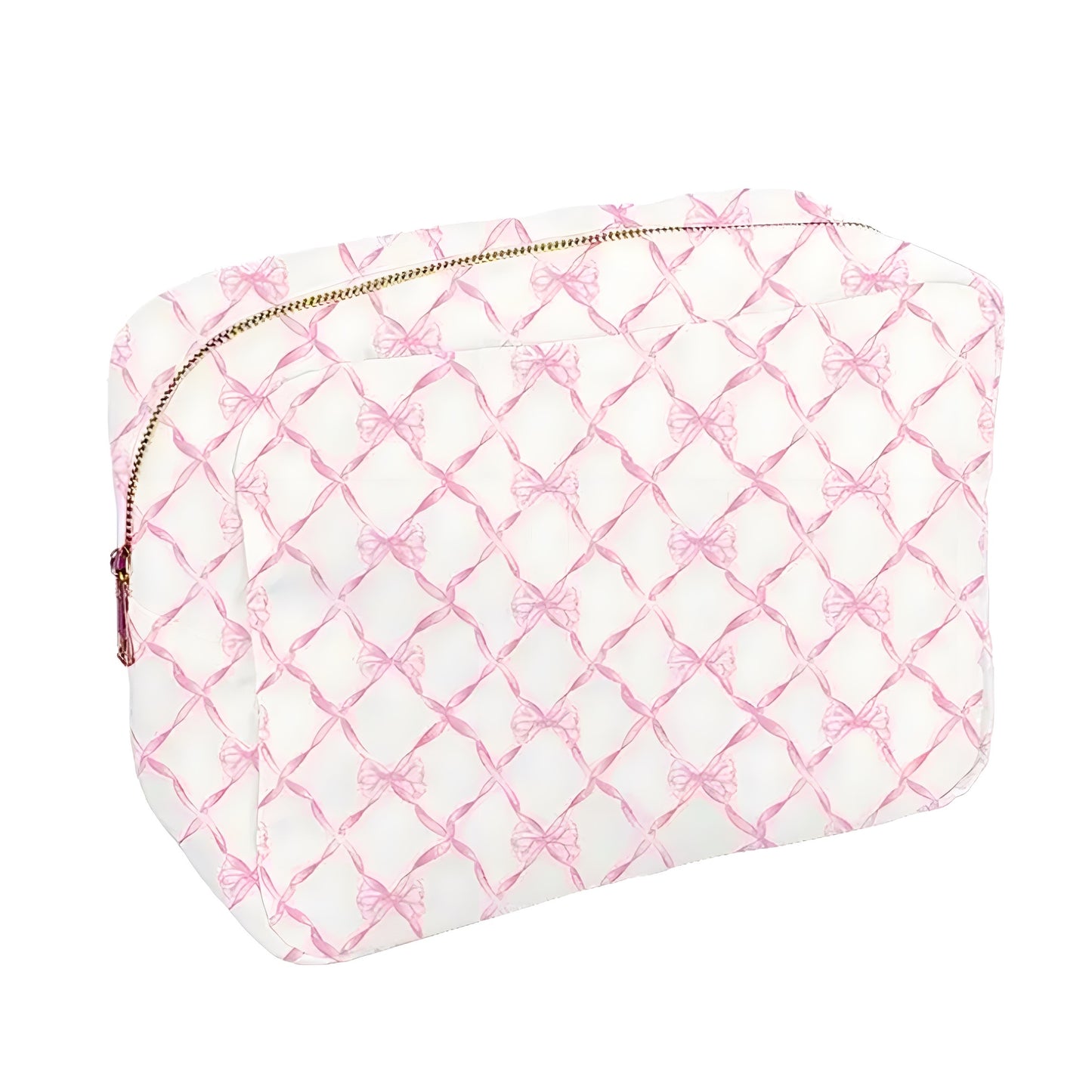 Large Pink Bow Print Makeup Bag