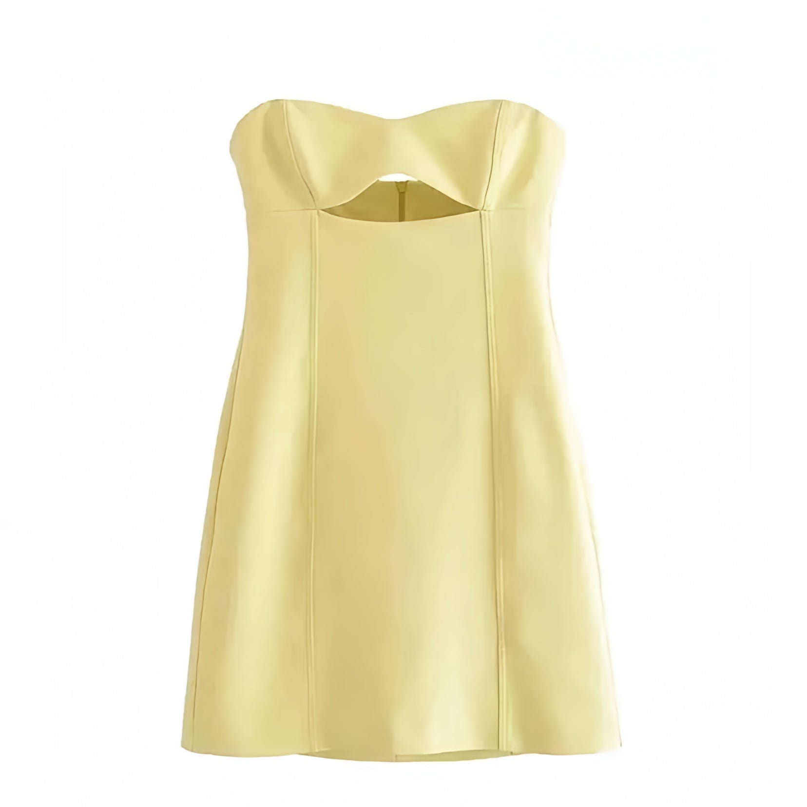 Light Yellow Slim Fit Bodycon Cut-Out Strapless Sleeveless Mini Dress