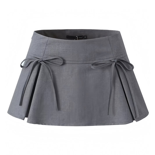 dark-grey-gray-slim-tight-fit-pleated-bow-mid-low-rise-waisted-fitted-waist-slit-short-mini-skirt-skort-with-shorts-women-ladies-chic-trendy-spring-2024-summer-casual-feminine-office-siren-90s-minimalist-coquette-blokette-preppy-school-academia-club-wear-night-out-sexy-party-korean-stockholm-style-zara-revolve-aritzia-brandy-melville-urban-outfitters