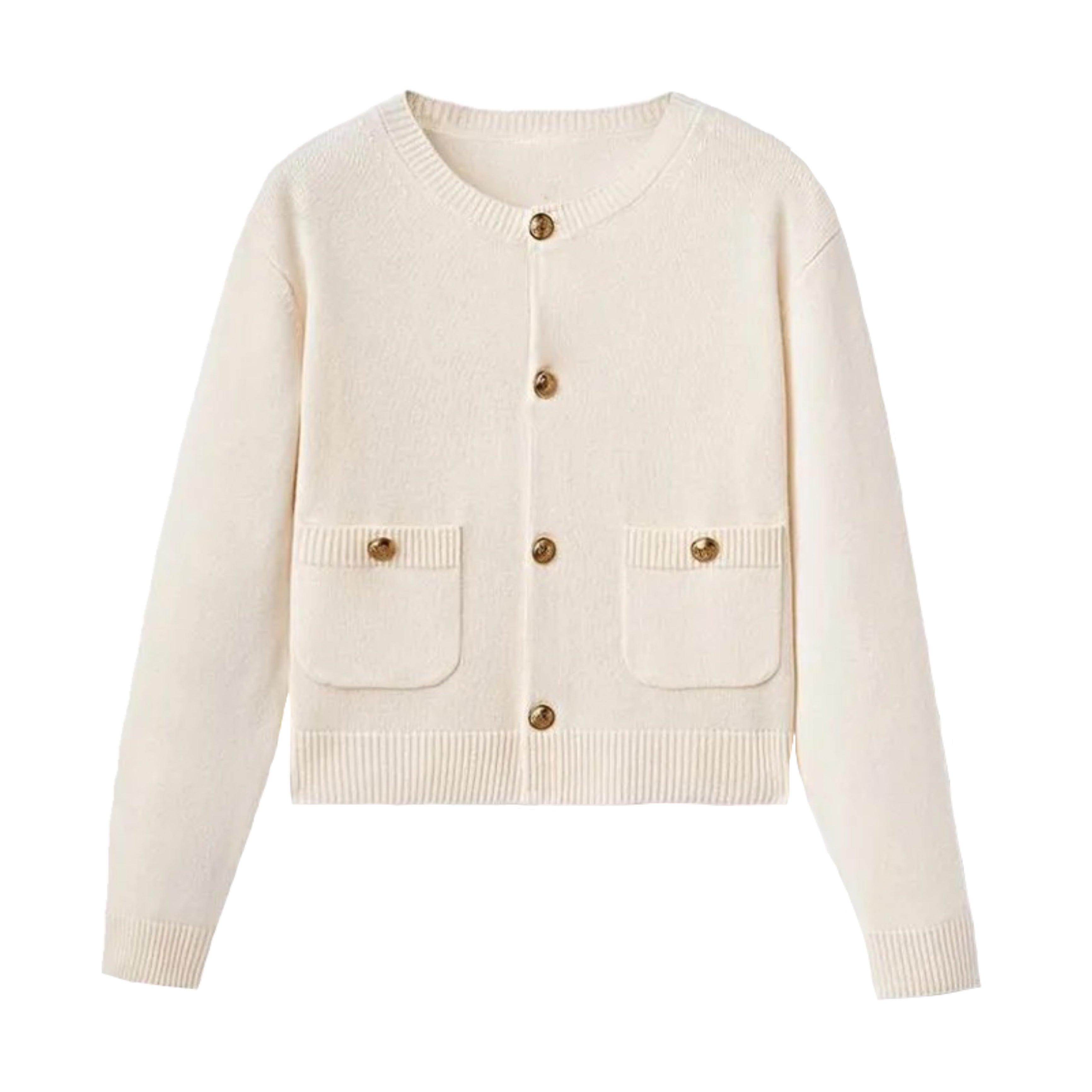 L'Appartement GOLD BUTTON V/N CARDIGAN Golden Button Plain
