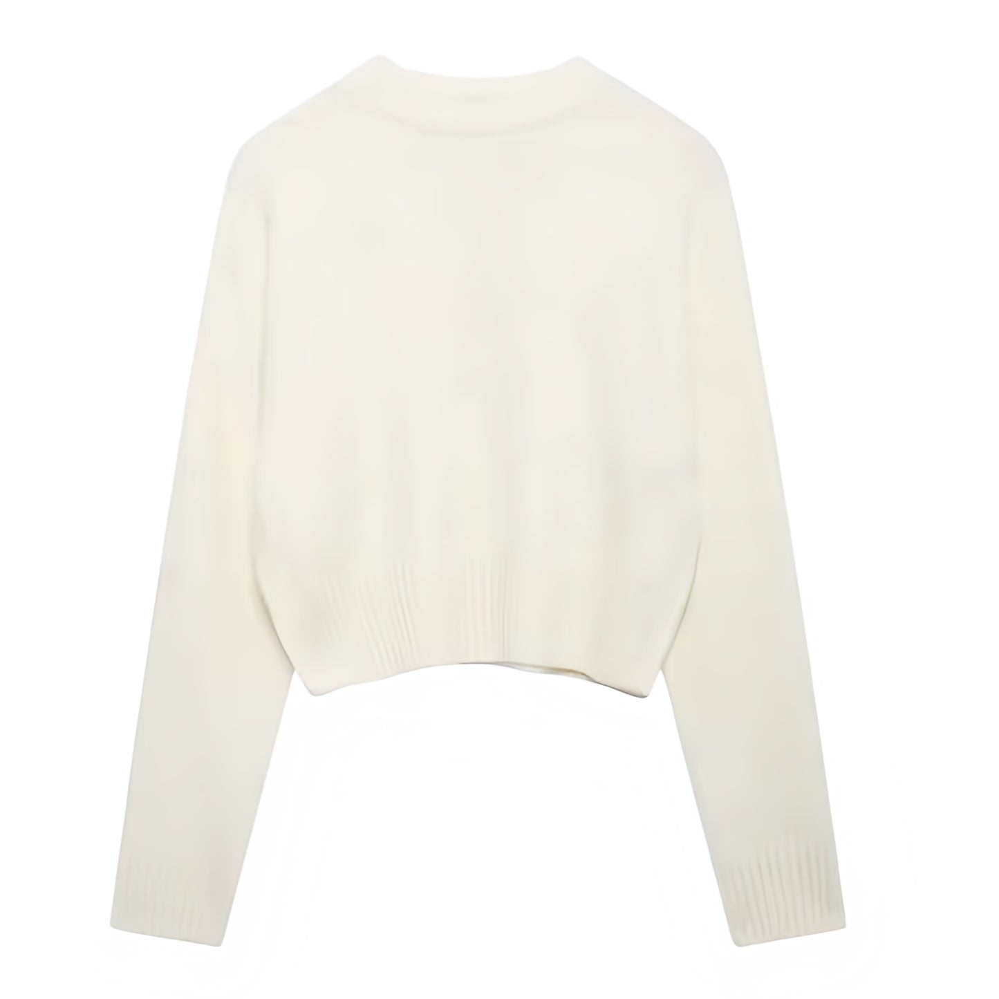 Cream white knit woolen long sleeve cropped pullover sweater for women and teens, off-white chunky knit jumper with fuzzy soft cozy warm texture, elegant feminine trendy chic casual preppy streetwear knitwear for fall autumn winter 2025, Aritzia dupe and Zara-inspired Scandinavian minimalist design with worldwide global shipping to US UK Canada Europe Australia Asia from Dazey Hill.