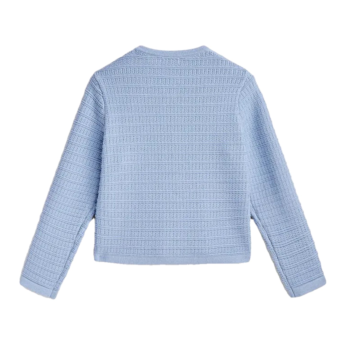 Light Blue Knit Gold Button Cardigan Sweater
