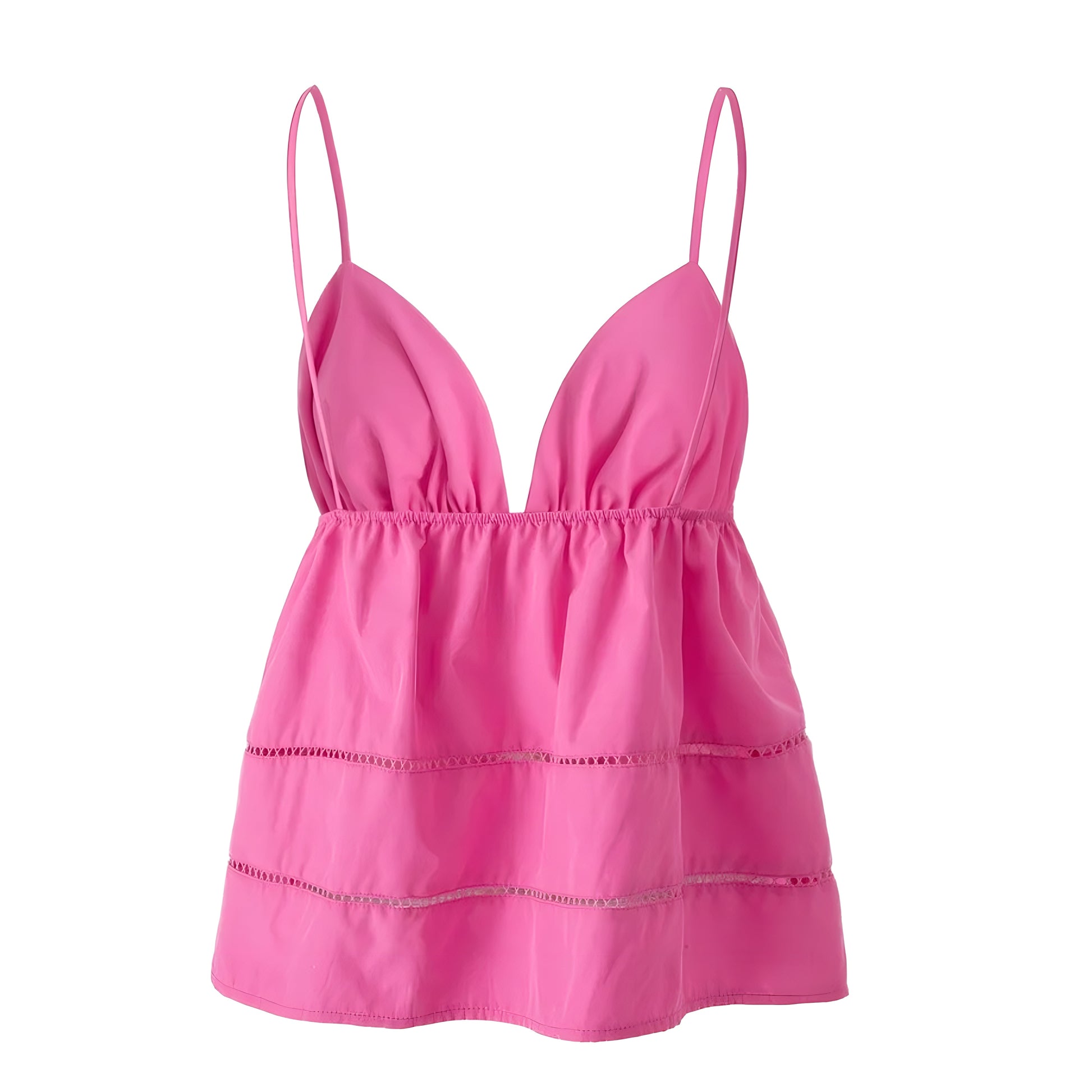 Hot Pink Eyelet Pointelle Slim Fit Spaghetti Strap Backless Tank Top Dazey Hill Hot Pink Eyelet Pointelle Slim Fit Spaghetti Strap Backless Tank Top Dazey Hill