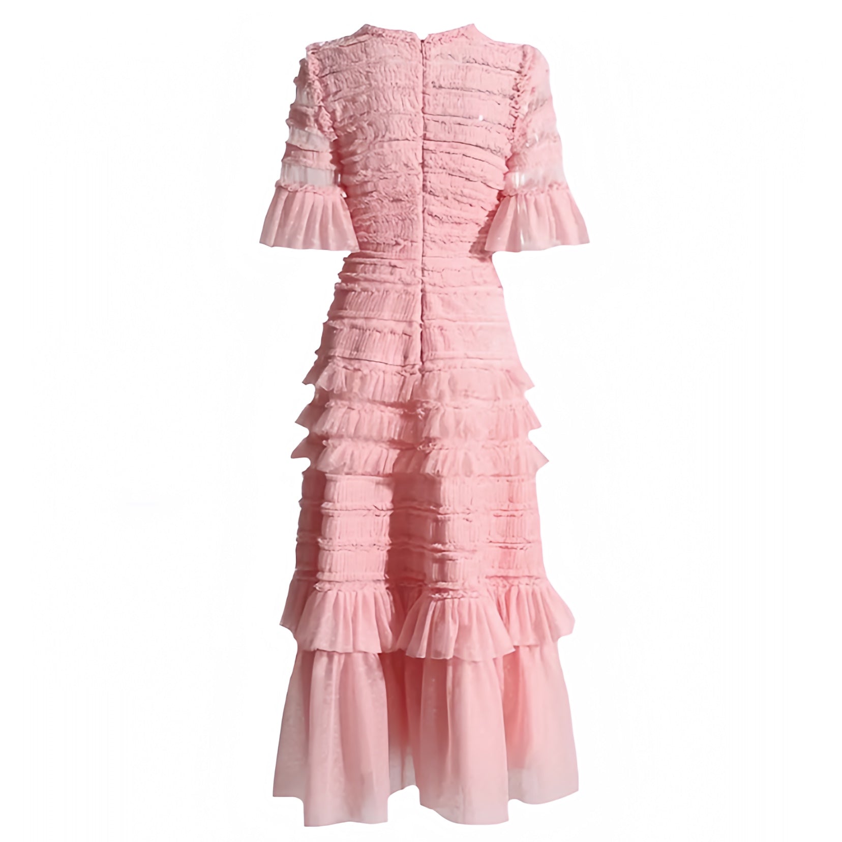 light-pink-layered-ruffle-trim-feathered-mesh-patterned-bodycon-slim-fitted-bodice-drop-waist-round-neck-short-sleeve-flowy-tiered-fit-and-flare-midi-long-maxi-dress-ball-gown-couture-women-ladies-chic-trendy-spring-2024-summer-semi-formal-elegant-classy-casual-feminine-gala-prom-debutante-wedding-guest-party-preppy-style-beach-vacation-sundress-zimmerman-revolve-loveshackfancy-dupe