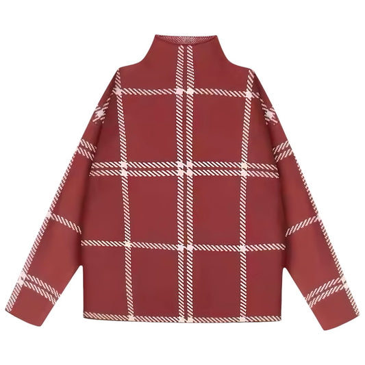 red-and-white-plaid-pattern-chunky-knit-cotton-soft-woolen-cashmere-knitted-oversized-baggy-loose-full-length-long-sleeve-turtleneck-pullover-sweater-jumper-sweatshirt-knitwear-cozy-warm-women-ladies-teens-unisex-girls-fall-2024-autumn-winter-2025-chic-trendy-casual-feminine-cute-modest-preppy-christmas-holiday-zara-revolve-aritzia-grey-bandit-dupe