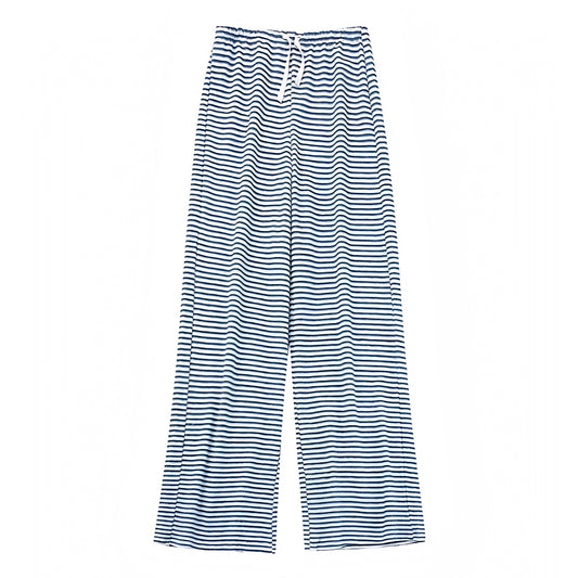 dark-navy-blue-and-white-striped-seersucker-pinstripe-print-patterned-cotton-linen-mid-low-rise-waisted-draw-string-tie-fitted-waist-straight-wide-leg-loose-oversized-trouser-pants-joggers-sweatpants-with-pockets-comfortable-cozy-women-ladies-chic-trendy-spring-2024-summer-elegant-casual-feminine-lounge-european-vacation-beach-wear-coastal-granddaughter-zara-revolve-aritzia-brandy-melville-pacsun