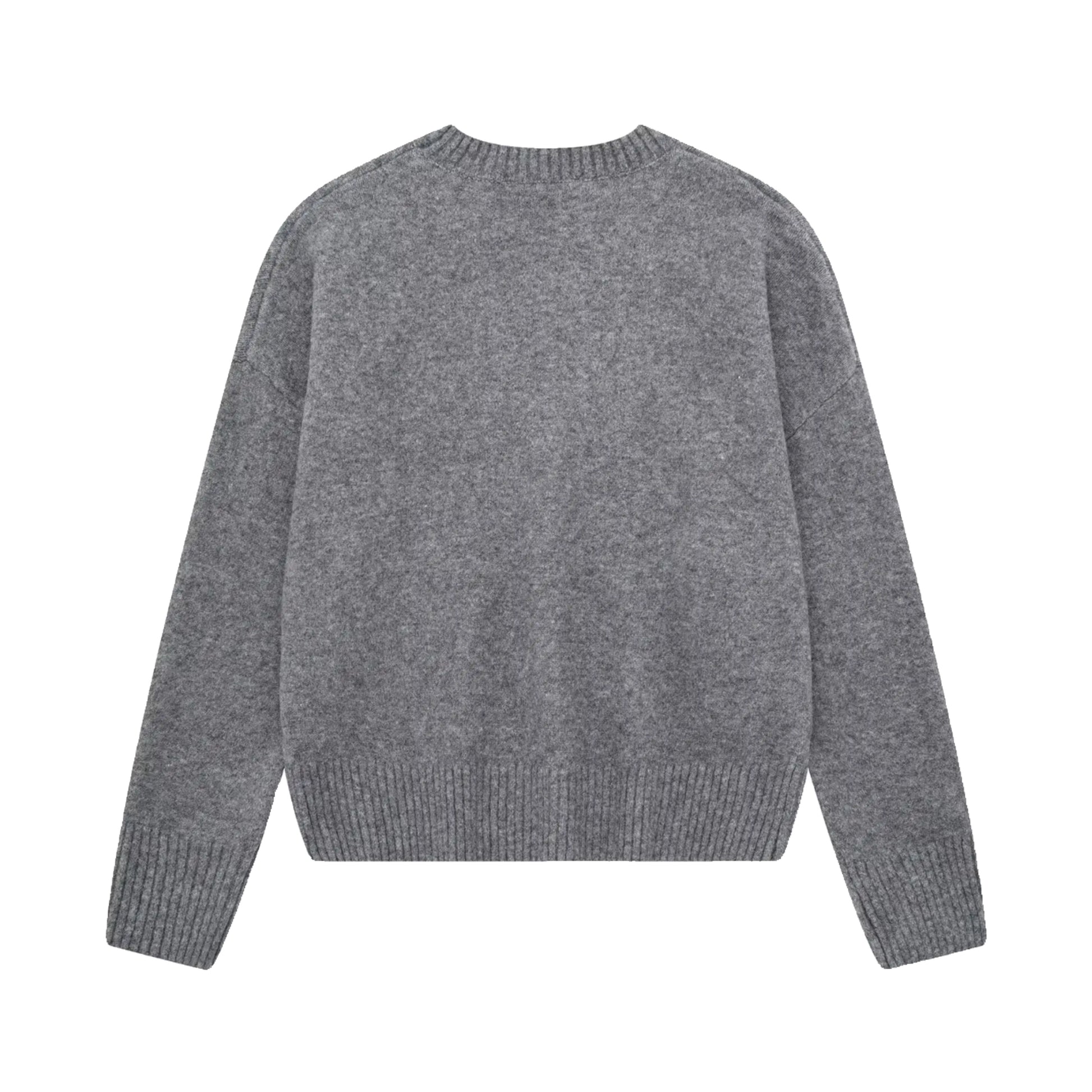 Dark Grey Knit Woolen Long Sleeve Pullover Sweater for women and teens. Soft, cozy, thick ribbed knitwear with a relaxed fit and round neckline. Elegant and trendy heather grey chunky knit jumper perfect for fall, winter, and holiday outfits. Feminine Scandinavian, soft girl, clean girl, and preppy aesthetic knitwear. Ships globally and worldwide to the US, UK, Canada, Australia, Europe, Asia, and more.
