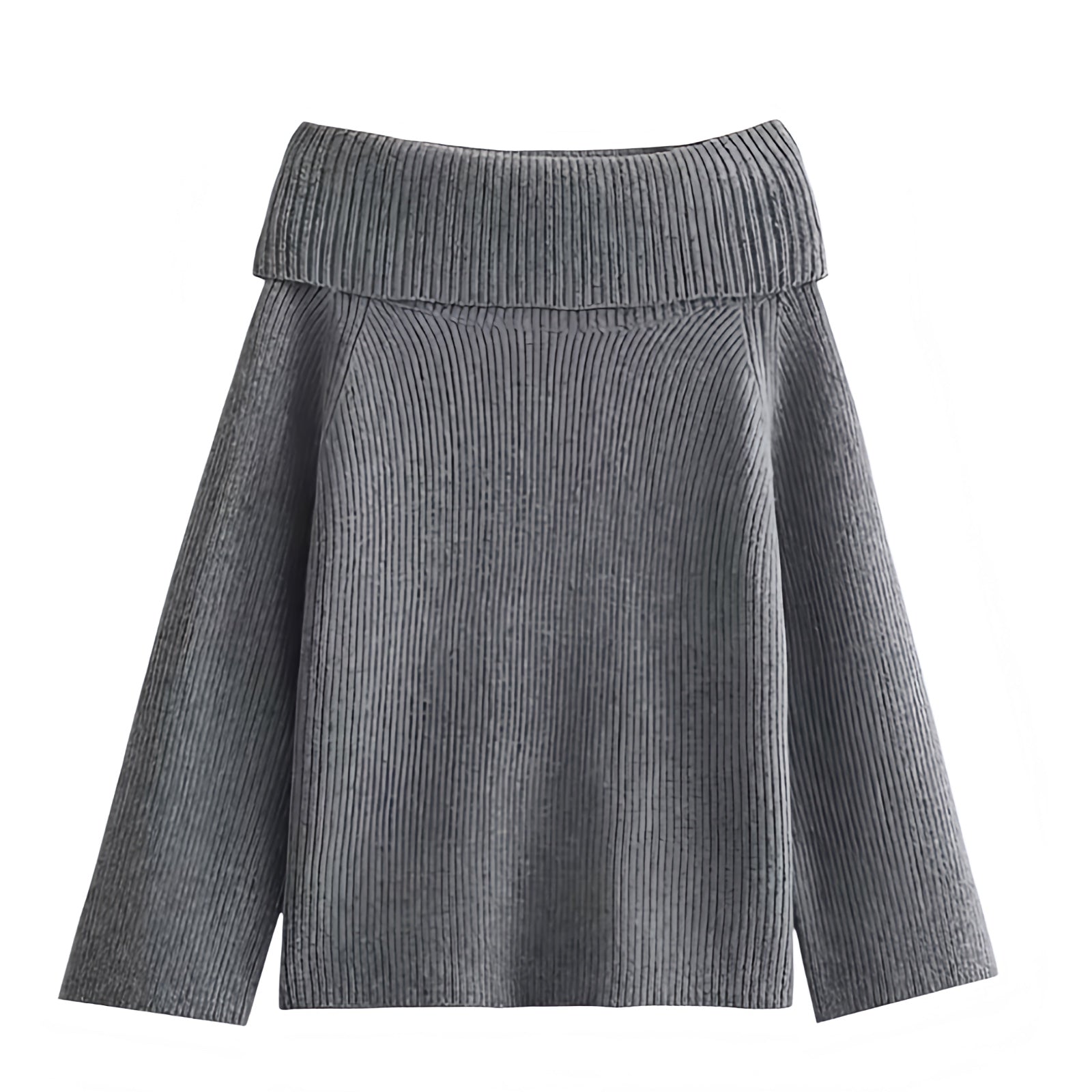 Dark Grey Knit Oversized Off-Shoulder Long Sleeve Pullover Sweater for women and teens. Soft, cozy, warm, ribbed knitwear with relaxed oversized fit and elegant off-shoulder neckline. Chic and trendy heather grey chunky knit jumper perfect for fall, winter, and holiday fashion. Feminine soft girl, clean girl, and Scandinavian street-style aesthetic. Ships globally and worldwide to the US, UK, Canada, Australia, Europe, Asia, and more.