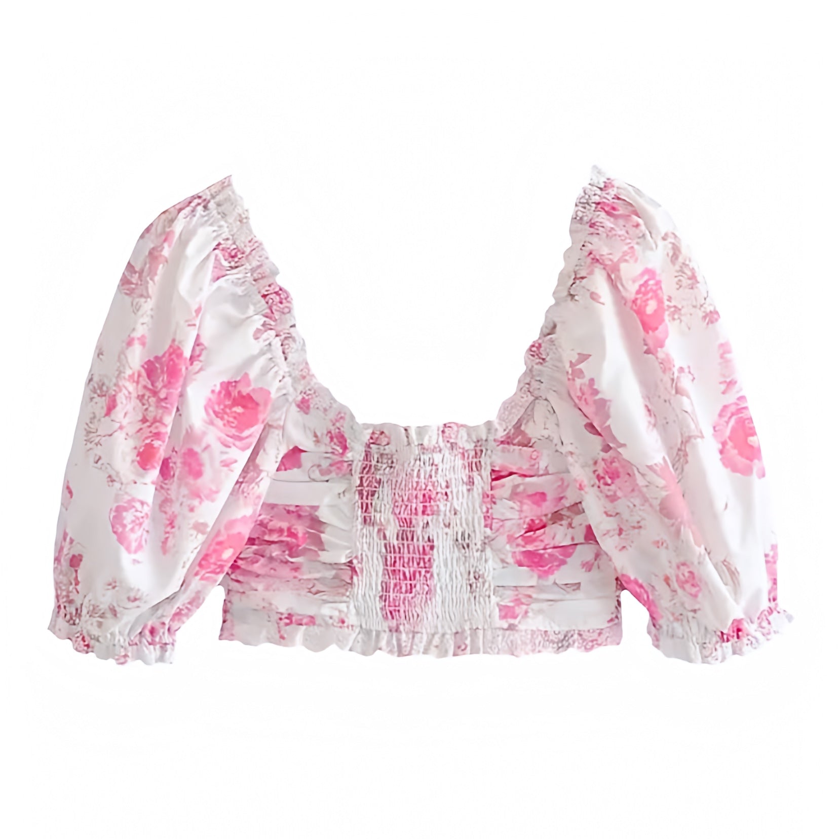 floral-print-hot-pink-and-white-rose-flower-patterned-ruffle-trim-lace-up-corset-bustier-slim-fit-short-puff-sleeve-sweetheart-neckline-crop-top-blouse-shirt-women-ladies-chic-trendy-spring-2024-summer-elegant-semi-formal-casual-classy-feminine-preppy-style-zara-revolve-altard-state-princess-polly-loveshackfancy-urban-outfitters-fillyboo