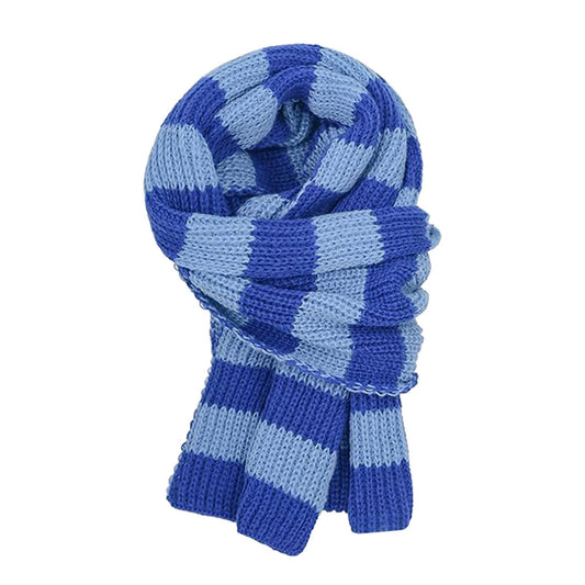 Lake Blue Striped Knit Oversized Scarf