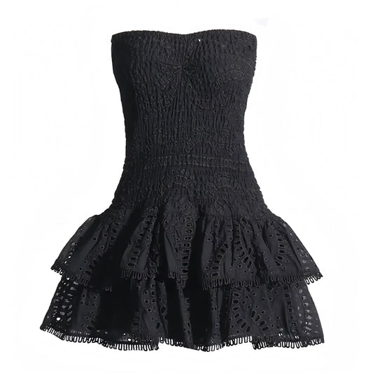 black-eyelet-embroidered-broderie-scalloped-anglaise-patterned-bodycon-slim-fitted-drop-waist-shirred-bodice-fit-and-flare-layered-ruffle-trim-smocked-strapless-sleeveless-bandeau-sweetheart-neckline-tiered-boho-mini-dress-couture-women-ladies-chic-trendy-spring-2024-summer-elegant-semi-formal-casual-feminine-preppy-style-prom-party-gala-debutante-european-beach-wear-tropical-vacation-sundress-altard-state-charo-ruiz-zimmerman-revolve-loveshackfancy-fillyboo-dupe