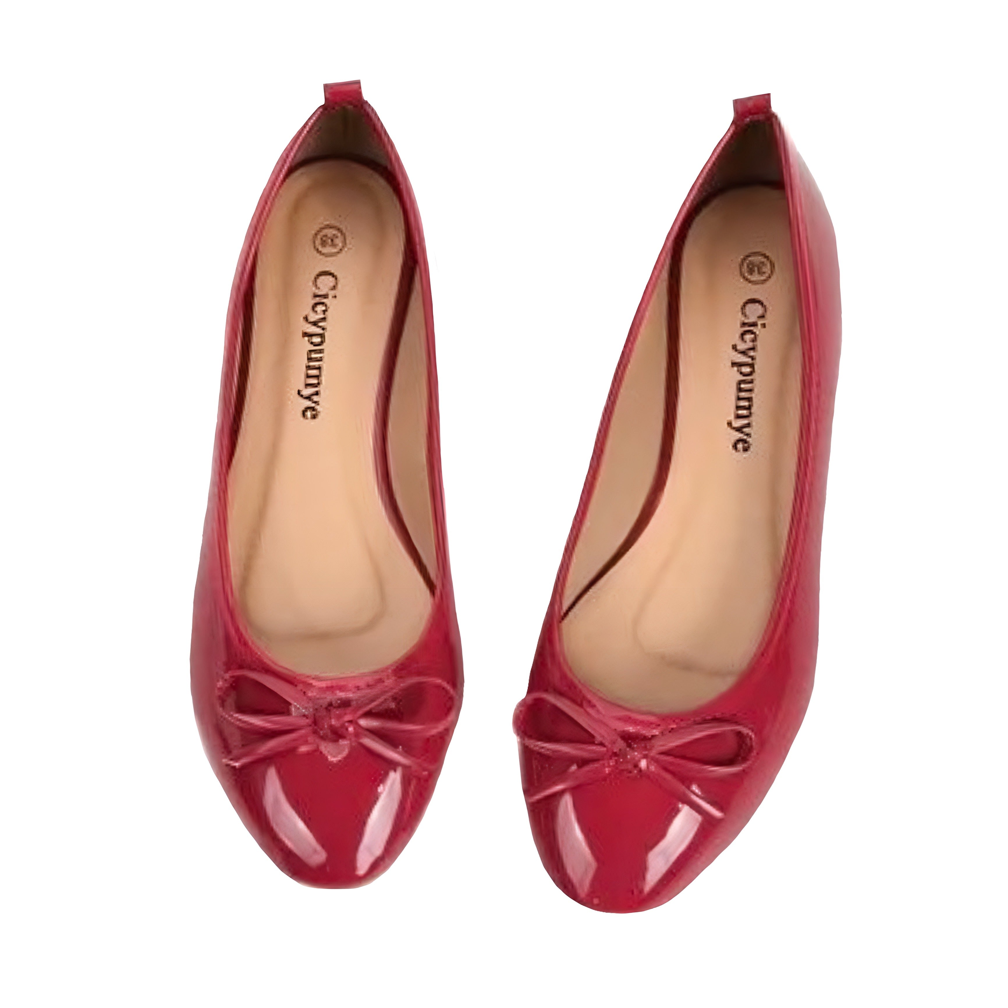 Faux Patent Leather Ballet Flats with Bow