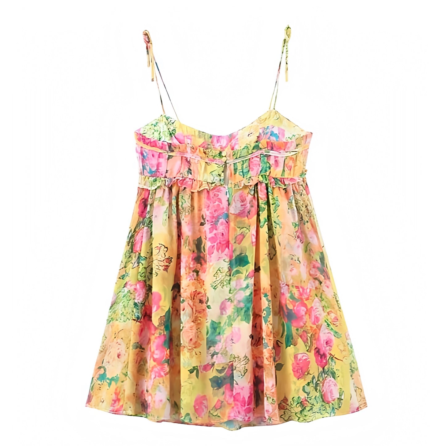 floral-print-pink-yellow-green-multi-color-flower-patterned-layered-ruffle-trim-slim-fitted-drop-waist-fit-and-flare-spaghetti-strap-sleeveless-scoop-neckline-bow-string-tie-backless-open-back-tiered-flowy-boho-bohemian-short-mini-babydoll-dress-gown-women-ladies-teens-tweens-chic-trendy-spring-2024-summer-elegant-casual-semi-formal-feminine-preppy-style-prom-homecoming-wedding-guest-party-tropical-beach-wear-vacation-sundress-dresses-altard-state-zara-urban-outfitters-pacsun-lulus-revolve-reformation-dupe