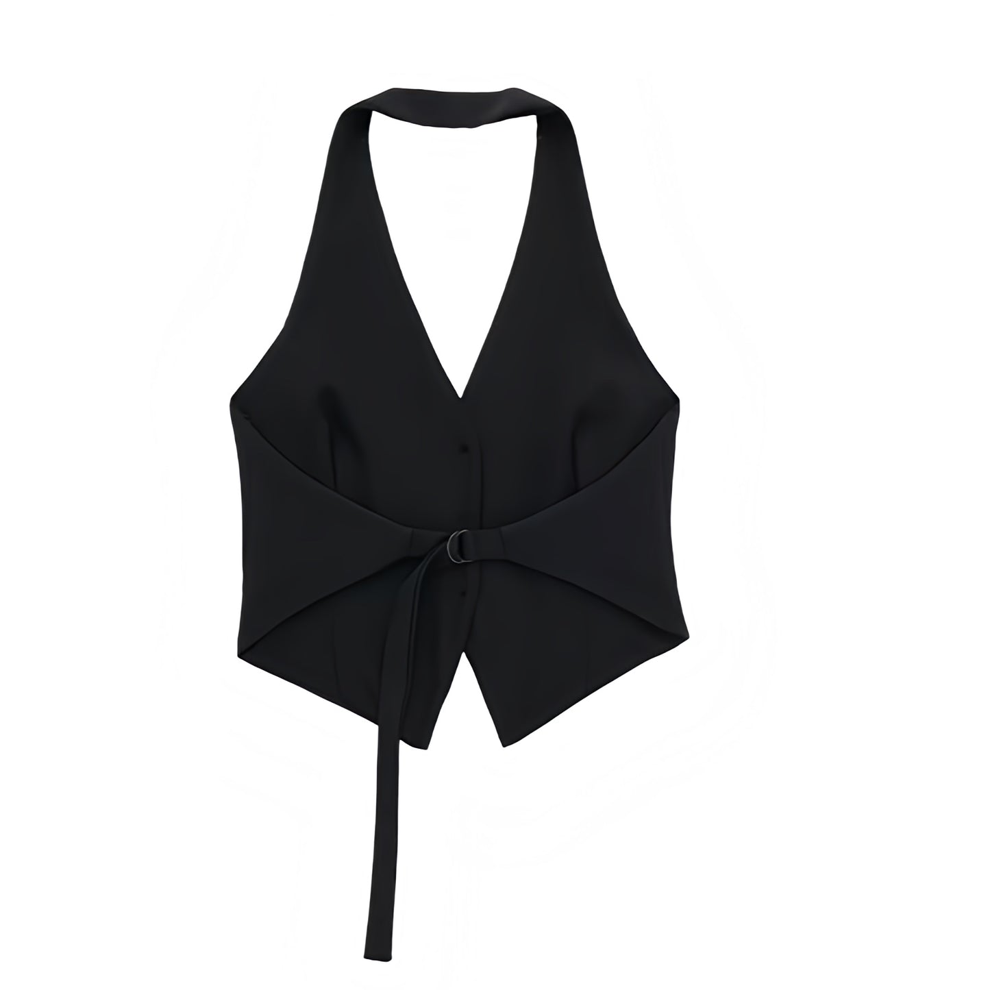 Black Slim Fit Backless Halter Vest Top