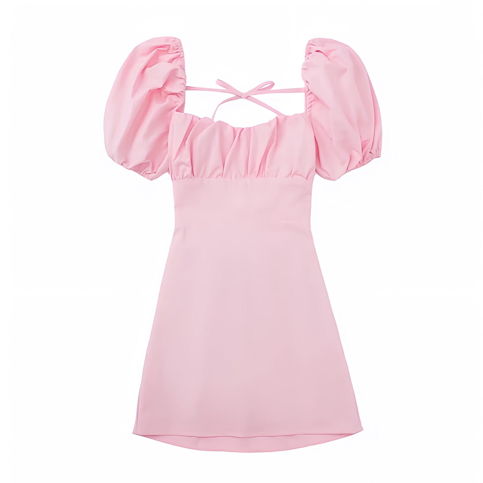 Light Pink Bodycon Lace Up Ruched Puff Sleeve Backless Mini Dress Dazey Hill Light Pink Bodycon Lace Up Ruched Puff Sleeve Backless Mini Dress Dazey Hill