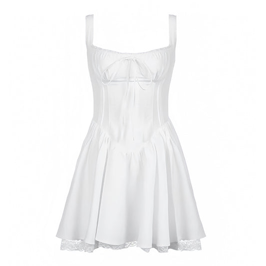 white-ivory-lace-trim-bow-slim-fit-corset-bustier-bodycon-fitted-bodice-drop-waist-layered-ruffle-skirt-spaghetti-strap-sleeveless-backless-open-back-sweetheart-neckline-short-mini-dress-women-ladies-chic-trendy-spring-2024-summer-elegant-semi-formal-casual-classy-feminine-prom-gala-party-date-night-out-sexy-club-wear-french-european-parisian-style-vacation-sundress-revolve-house-of-cb-zara-princess-polly-whitefox-iamgia-jaded-london-reformation-areyouami-dupe
