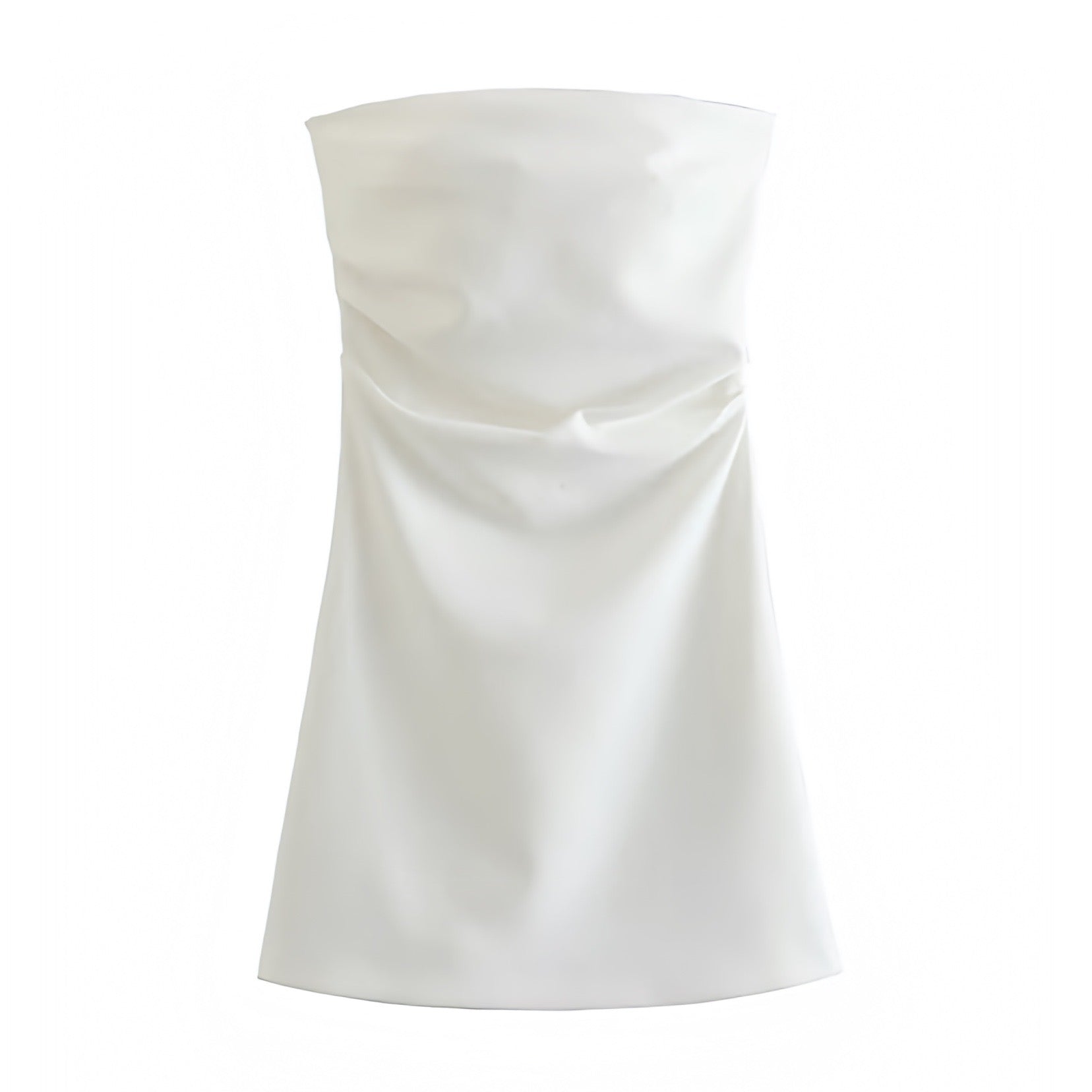Women's White Neutral Bodycon Ruched Strapless Mini Dress