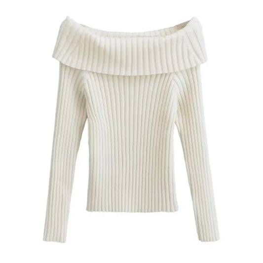 Ivory Knit Off Shoulder Sweater Top