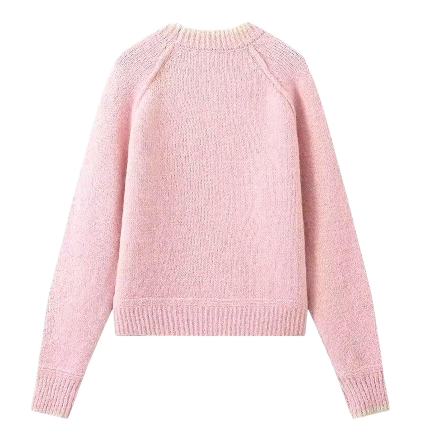 Light Pink Knitted Long Sleeve Inside-Out Pullover Sweater