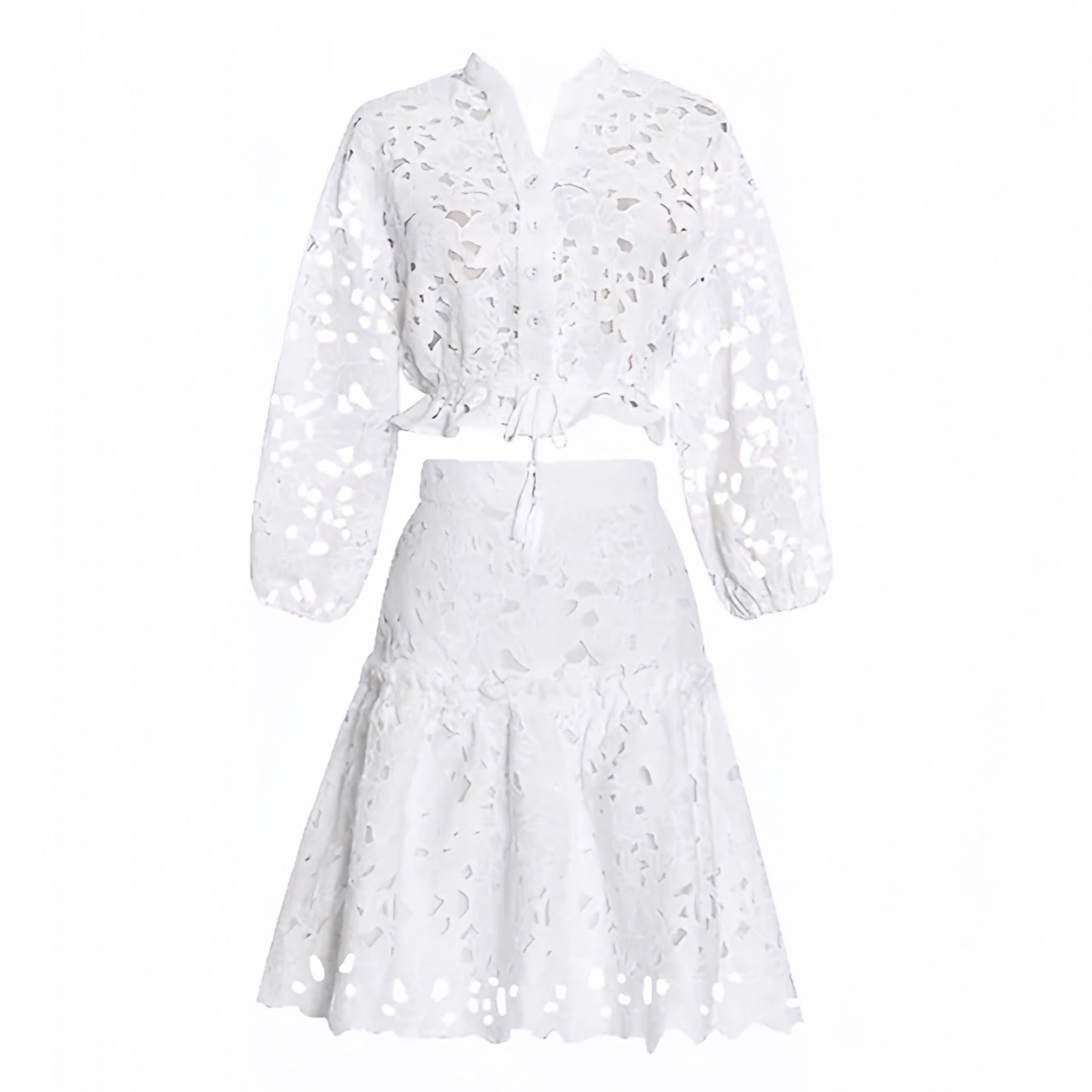 white-embroidered-eyelet-floral-patterned-button-down-long-puff-sleeve-crop-top-blouse-shirt-and-mid-high-rise-waist-mini-midi-skirt-two-piece-set-dress-women-ladies-chic-trendy-spring-2024-summer-elegant-casual-semi-formal-classy-feminine-preppy-style-european-beach-wear-tropical-vacation-sundress-zara-revolve-aritzia