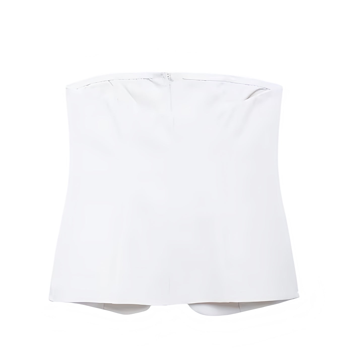 White Strapless Button-Down Corset Cinched Tube Top