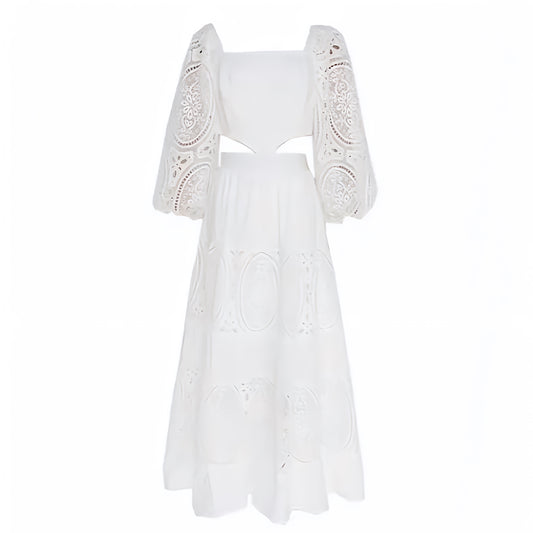 white-ivory-eyelet-embroidered-bodycon-cut-out-drop-waist-square-neck-long-puff-sleeve-flowy-linen-midi-maxi-dress-ball-gown-couture-women-ladies-chic-trendy-spring-2024-summer-elegant-semi-formal-casual-preppy-style-prom-party-european-beach-tropical-vacation-sundress-revolve-altard-state-loveshackfancy-zimmerman-dupe