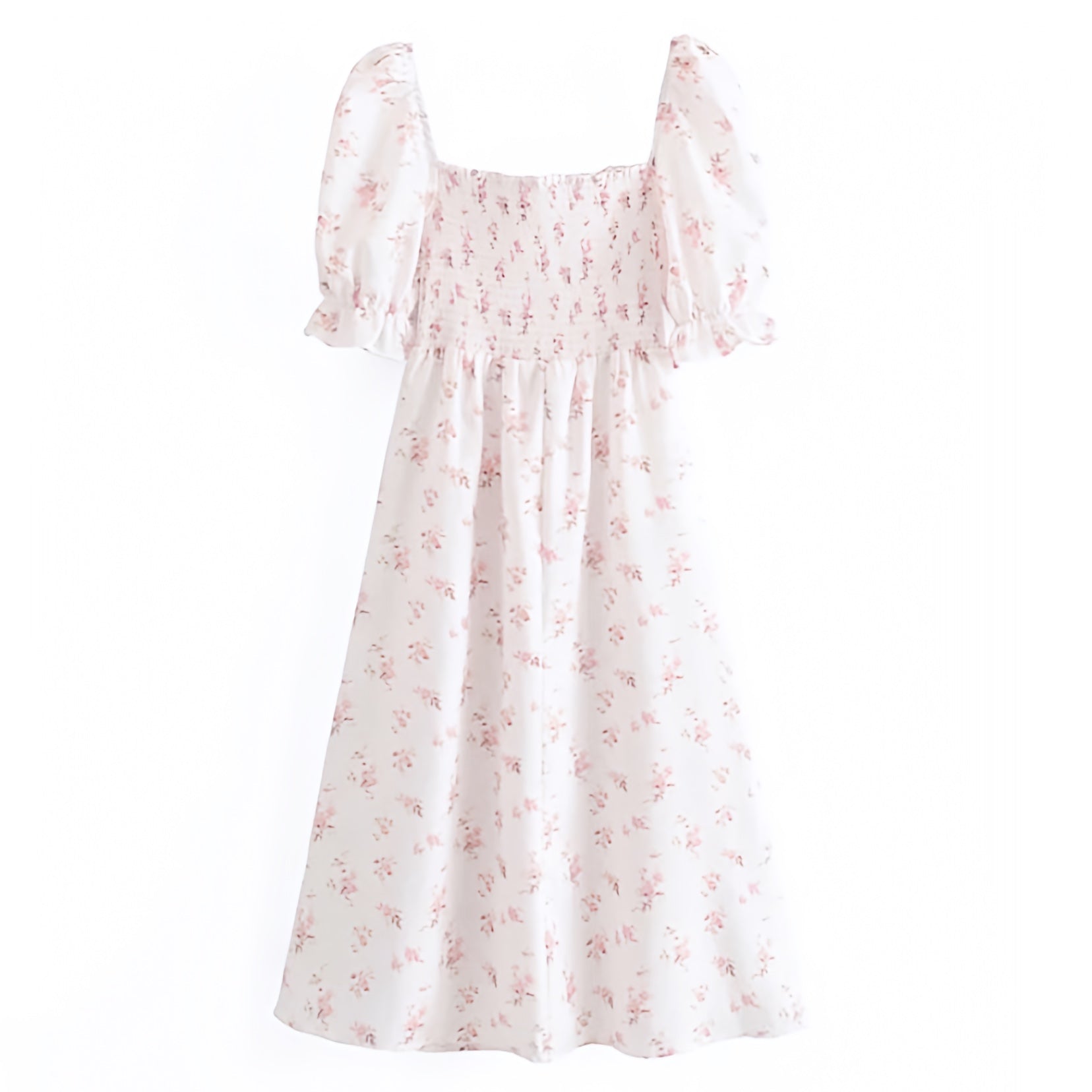 floral-print-light-pink-and-white-flower-patterned-slim-fit-smocked-shirred-bodycon-fitted-bodice-drop-waist-short-puff-sleeve-ruffle-trim-square-neckline-tiered-linen-flowy-midi-long-maxi-dress-ball-gown-women-ladies-teens-tweens-chic-trendy-spring-2024-summer-elegant-casual-semi-formal-feminine-preppy-style-prom-homecoming-hoco-dance-party-debutante-wedding-guest-beach-vacation-sundress-altard-state-hello-molly-urban-outfitters-revolve-zara-loveshackfancy-dupe