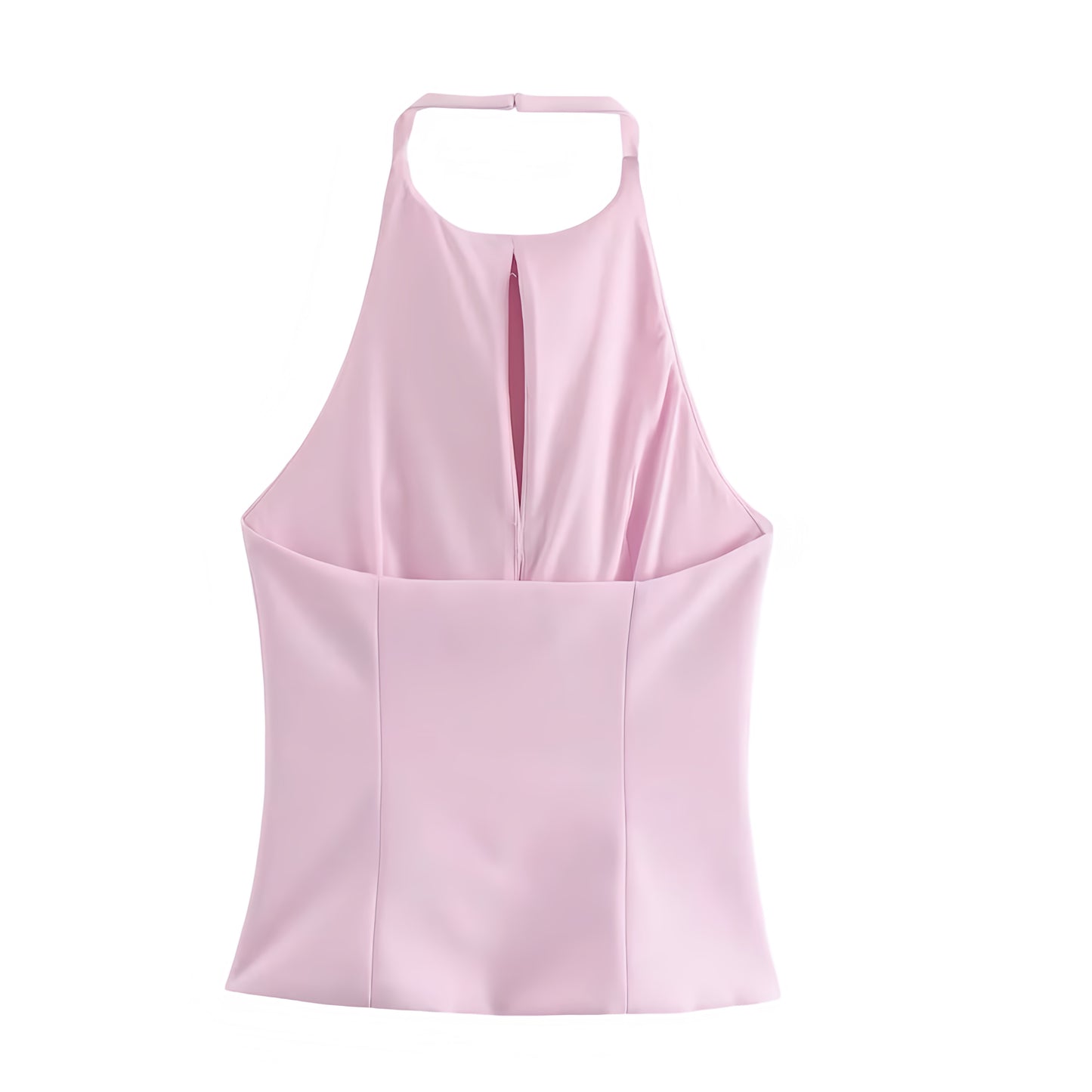 Light Pink Slim Fit Bow Corset Vest Halter Top