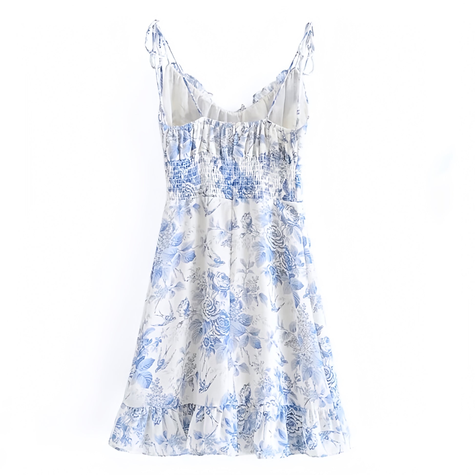 Light Blue Floral Print Ruffle Trim Slim Fit Sleeveless Mini Dress Dazey Hill Light Blue Floral Print Ruffle Trim Slim Fit Sleeveless Mini Dress Dazey Hill