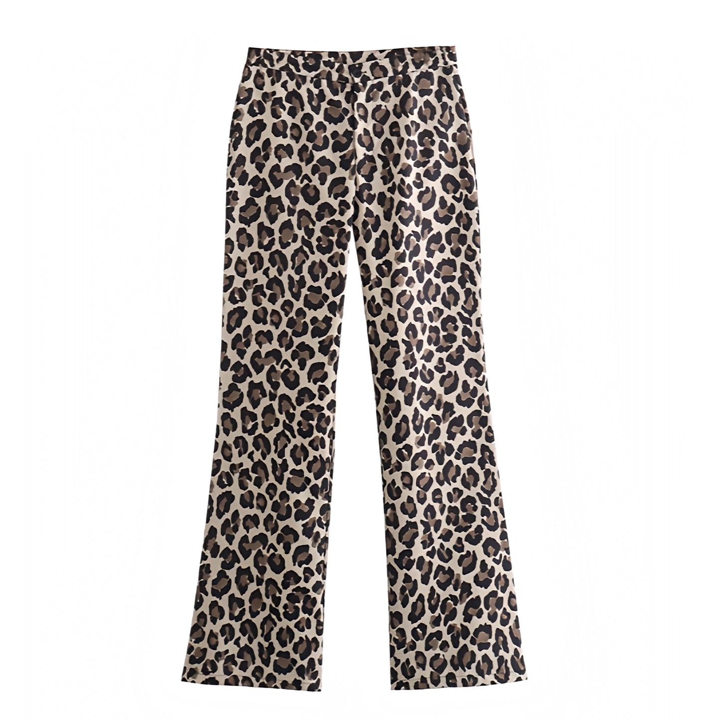 Leopard print slim fit mid-rise flare pants for women featuring a flattering silhouette with a flared hem, soft and structured stretch fabric, and bold animal print design. Perfect for casual streetwear, Y2K-inspired outfits, or night-out looks. These cheetah print trousers combine comfort, femininity, and retro-chic flair for 2025 fashion trends. Ideal for festivals, concerts, or everyday wear. Ships globally and worldwide to the US, UK, Canada, Australia, and Europe.