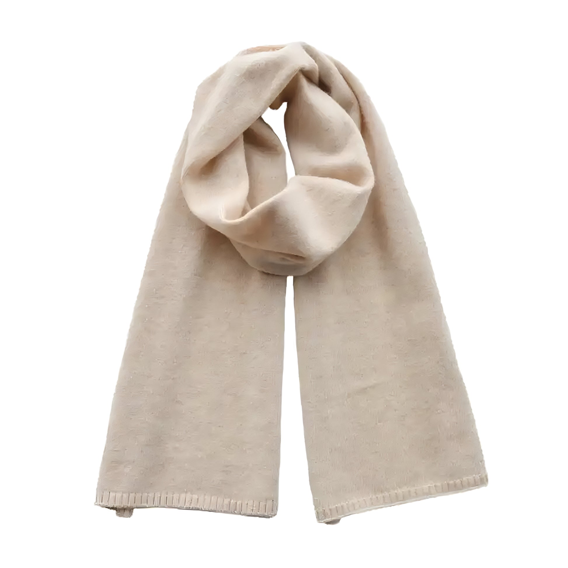 Light beige oversized knit wool scarf for women made from soft, plush wool blend yarn. Thick, cozy, and warm chunky knit texture perfect for layering and draping over outerwear in fall and winter. Elegant minimalist neutral tan design ideal for casual or chic outfits. Luxury cold-weather accessory for women, teens, and travelers. Ships worldwide including US, Australia, New Zealand, UK, Canada, and all of Europe and Asia.