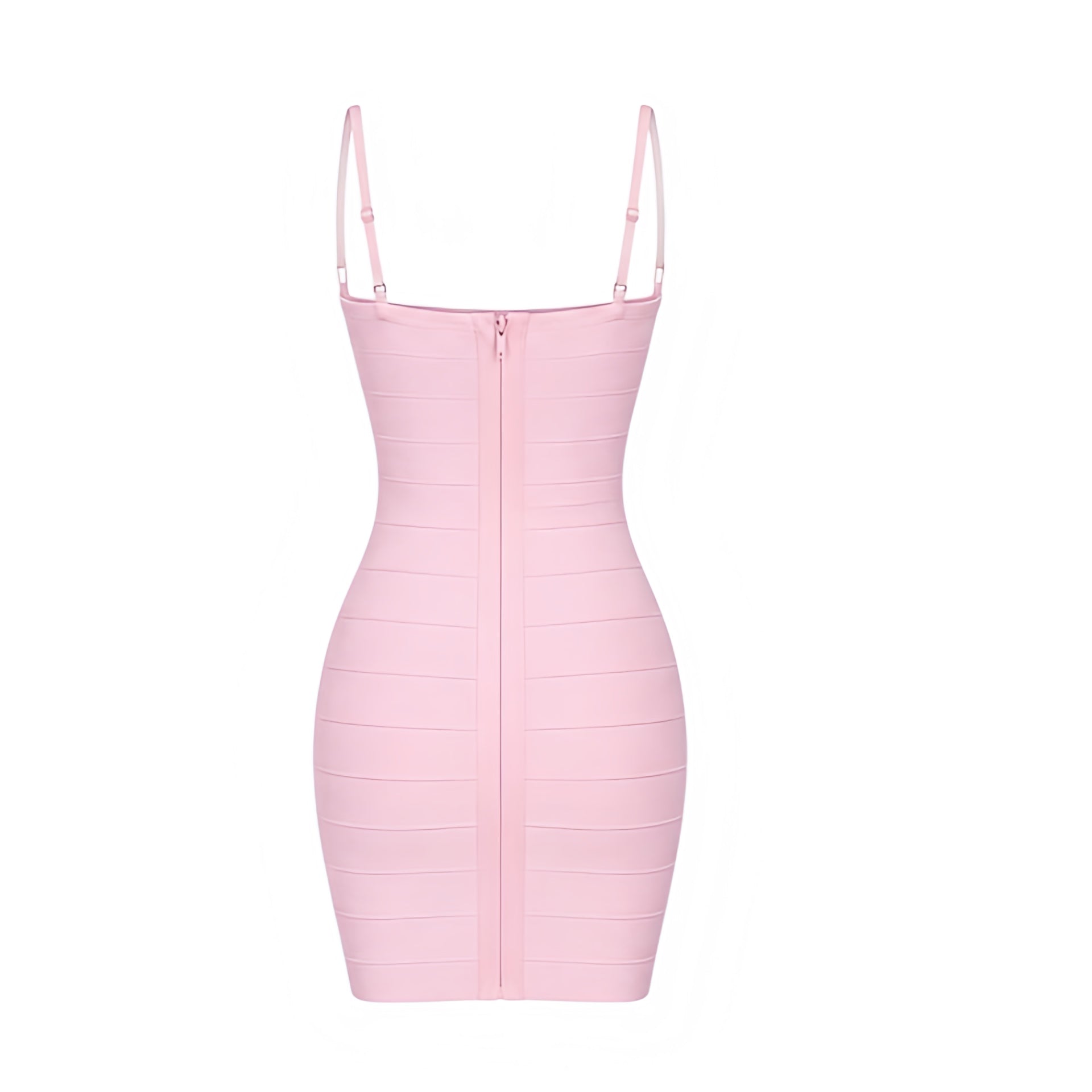Light pink baby pink pastel pink bubblegum pink bodycon mini bandage dress for women, slim fit skinny fit fitted corset bustier sleeveless dress with square neckline, plunging neckline, scoop neck, cleavage, backless open back cut out hollow out design, Y2K style party club date night festival vacation baddie outfit.