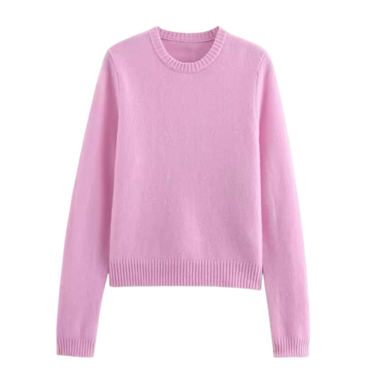 Light pink knit woolen long sleeve pullover sweater for women and teens, bubblegum pink chunky knit jumper with soft fuzzy cozy warm thick texture, oversized elegant trendy chic preppy knitwear for fall autumn winter 2025, Zara and Aritzia dupe sweater with global worldwide shipping to US, UK, Canada, Europe, Australia, Asia from Dazey Hill.