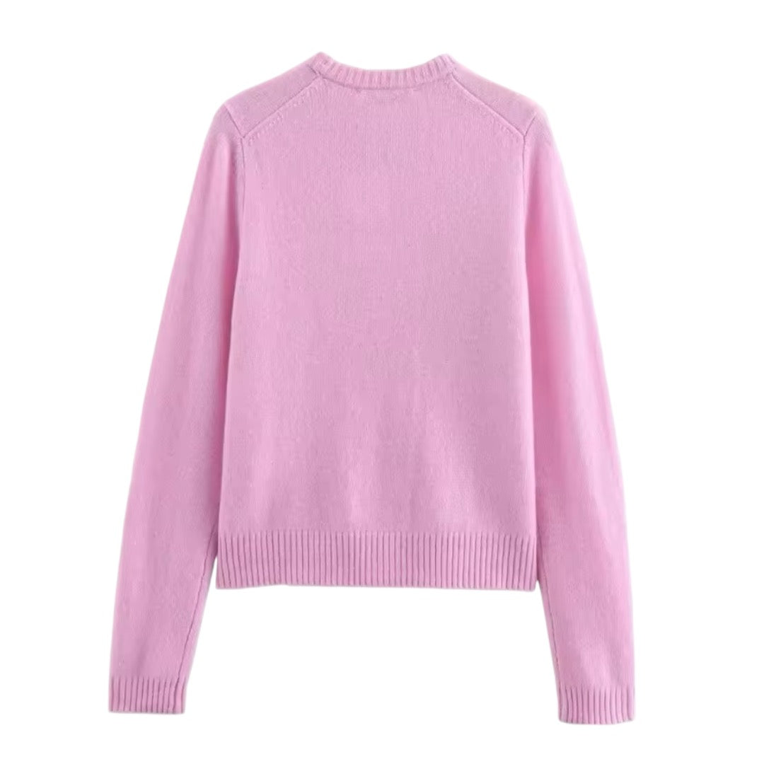 Light pink knit woolen long sleeve pullover sweater for women and teens, bubblegum pink chunky knit jumper with soft fuzzy cozy warm thick texture, oversized elegant trendy chic preppy knitwear for fall autumn winter 2025, Zara and Aritzia dupe sweater with global worldwide shipping to US, UK, Canada, Europe, Australia, Asia from Dazey Hill.