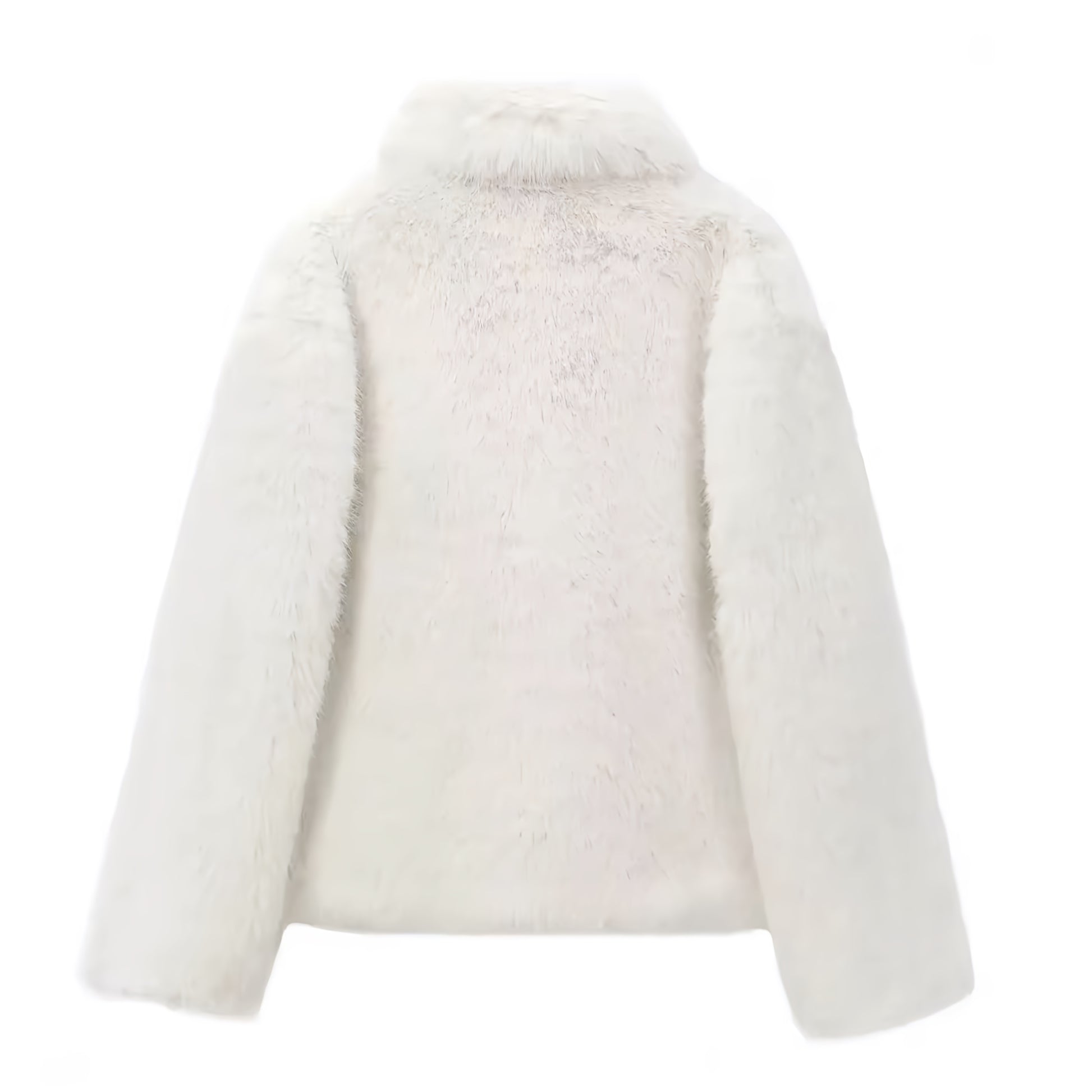 White faux fur oversized long sleeve jacket for women and teens, satin lined fuzzy soft cozy thick warm luxury fur coat with collared v-neck split neck, elegant feminine trendy Y2K chic fashionable outerwear for fall autumn winter 2025, stylish Scandinavian Copenhagen streetwear ski outfit après ski snow trip night out cool girl it girl fashion, global worldwide shipping to US UK Canada Australia Europe Asia New Zealand.