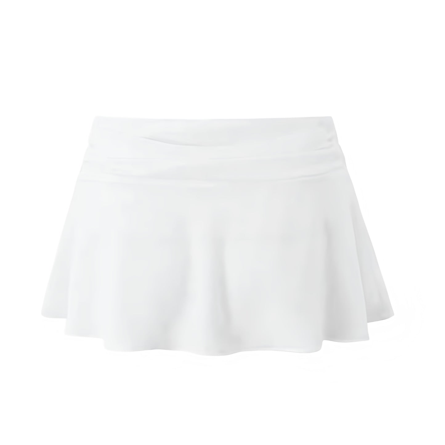 White Ruffle Trim Low-Rise Mini Skirt. Slim fit silhouette with layered ruffle trim, flared A-line cut, and chic low-rise mini length. Feminine and trendy short skirt for women, teens, and ladies who love Y2K-inspired fashion, Ibiza style, Euro summer looks, and boho chic outfits. Perfect for holidays, vacations, sorority rush, school events, festivals, raves, parties, sexy night out outfits, club wear, and casual chic styling. Ships worldwide to US, UK, Canada, Australia, New Zealand, Europe, and Asia.