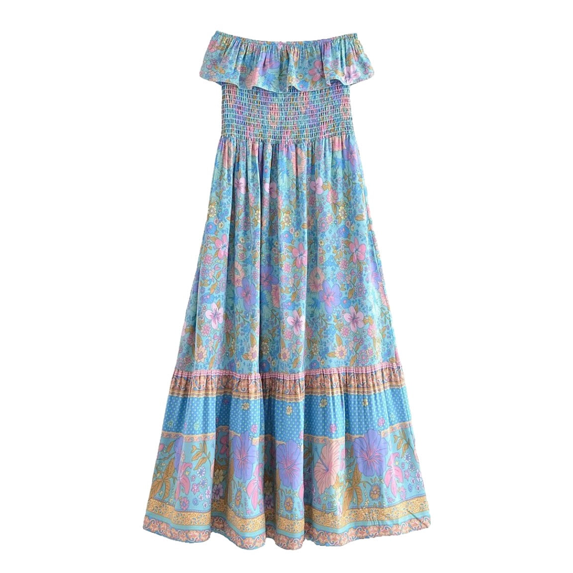 Jolene Floral Boho Strapless Maxi Dress