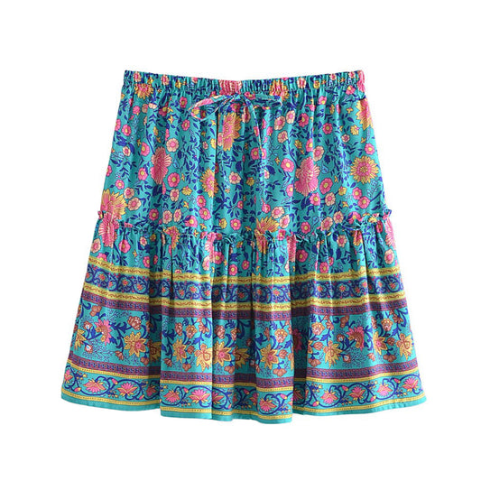 Panama Floral Boho Mini Skirt