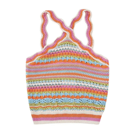 Rainbow Knitted Crop Top