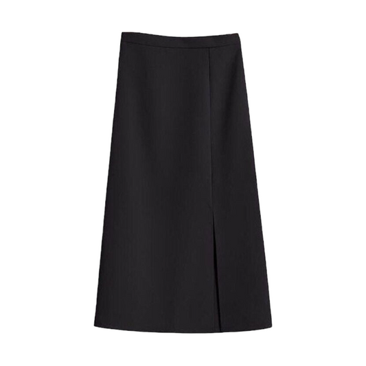 Black Low Waisted Midi Skirt